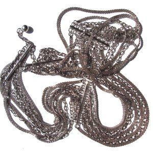 Vintage Multi Strand Chain Belt Shiny Silver Tone Mesh